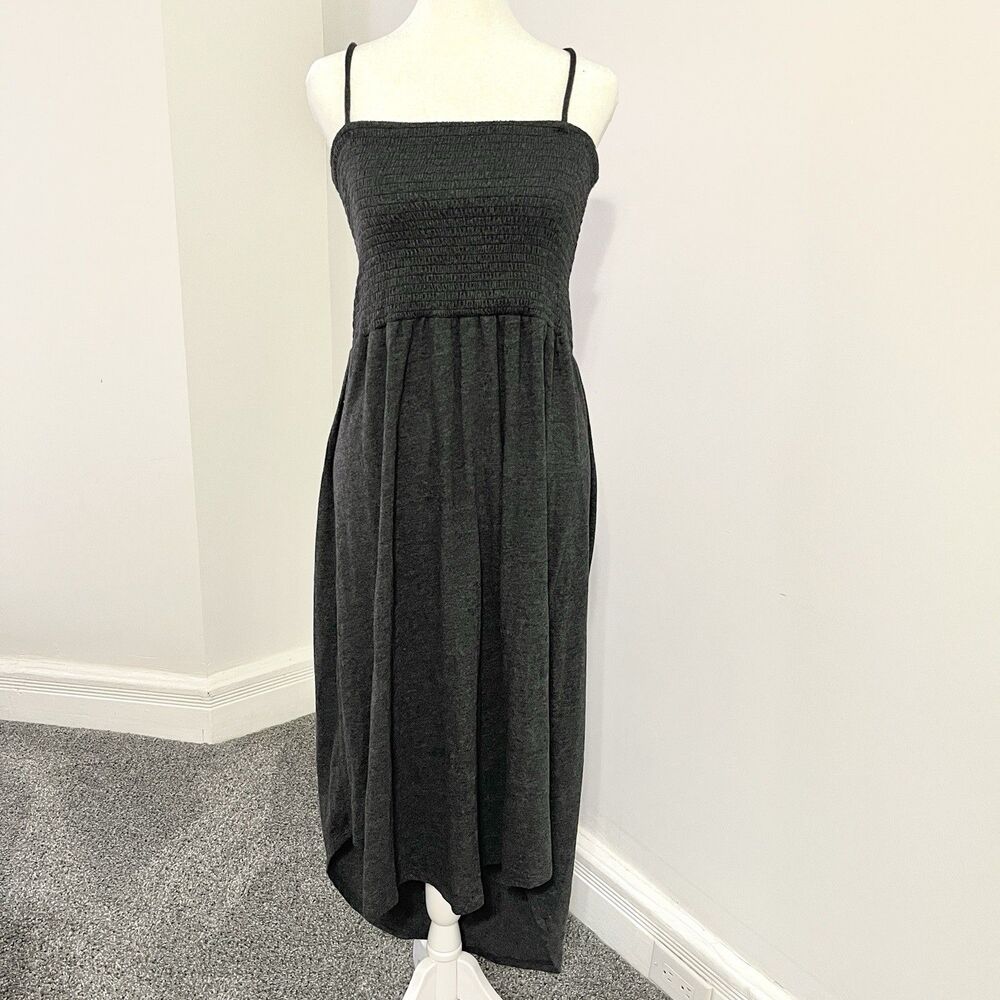 Chaser Revolve Shirttail Midi Sundress Sz Large Hi Low Hem Adjustable Gray
